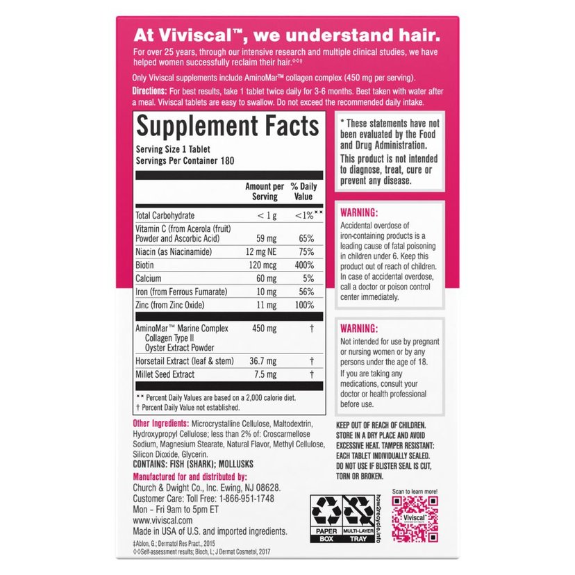 Viviscal Max Strength Supplement For Women 180 Tablets