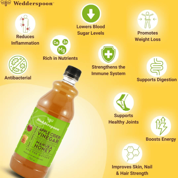 Wedderspoon Apple Cider Vinegar With K factor 16 M Honey 750 ml