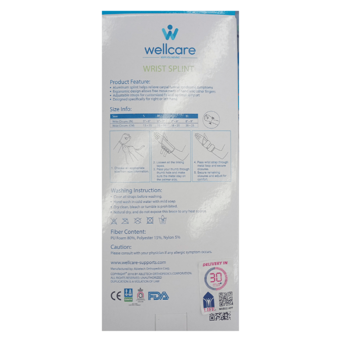 Wellcare Wrist Splint Left XL 63007