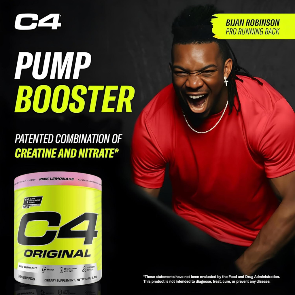 Cellucor C4 Original Pre-Workout Powder, Pink Lemonade Flavor, 30 Servings