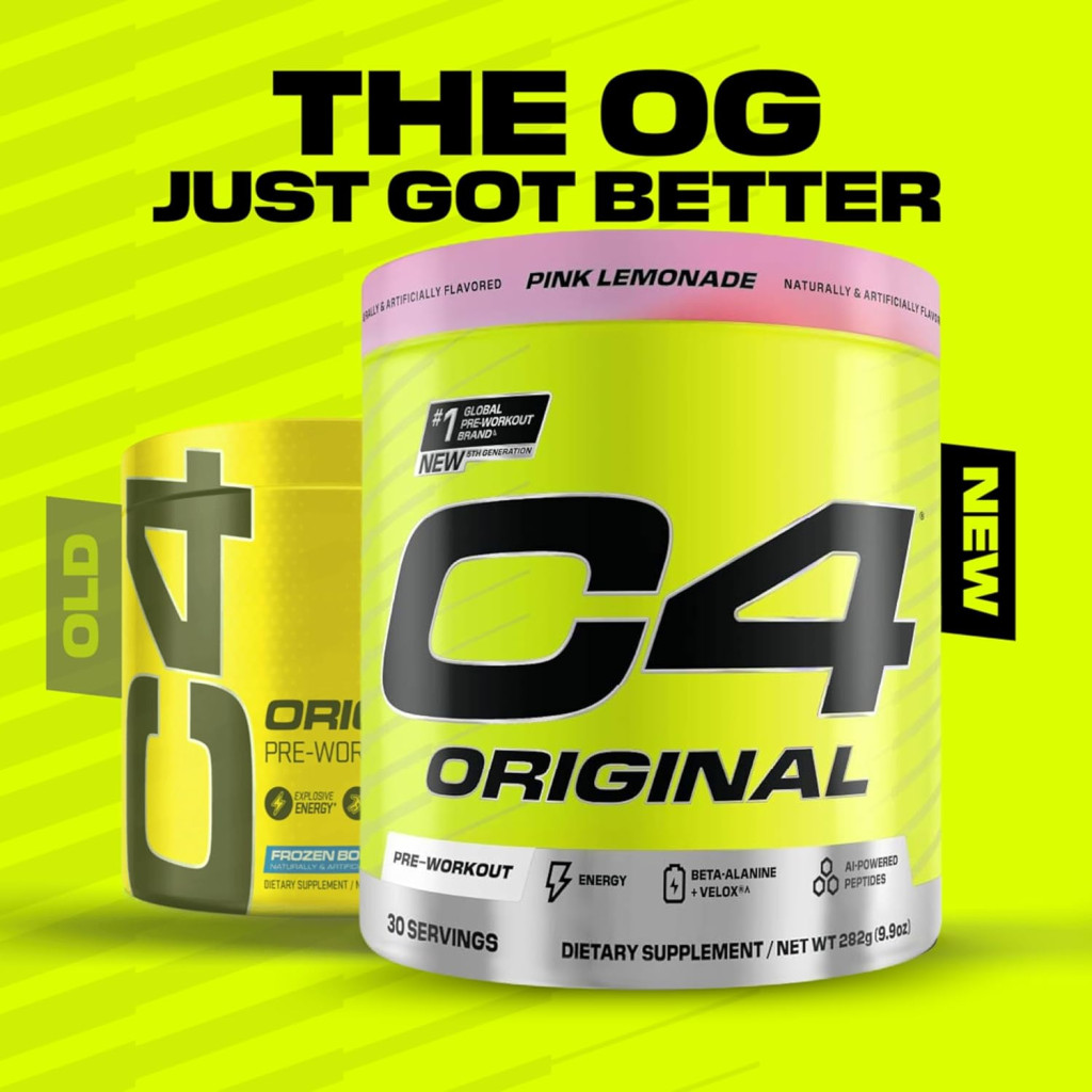 Cellucor C4 Original Pre-Workout Powder, Pink Lemonade Flavor, 30 Servings