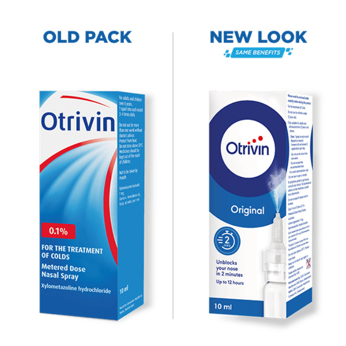 Otrivin 0.1% Adult Nasal Spray for fast effective Nasal Congestion Relief, 10ml