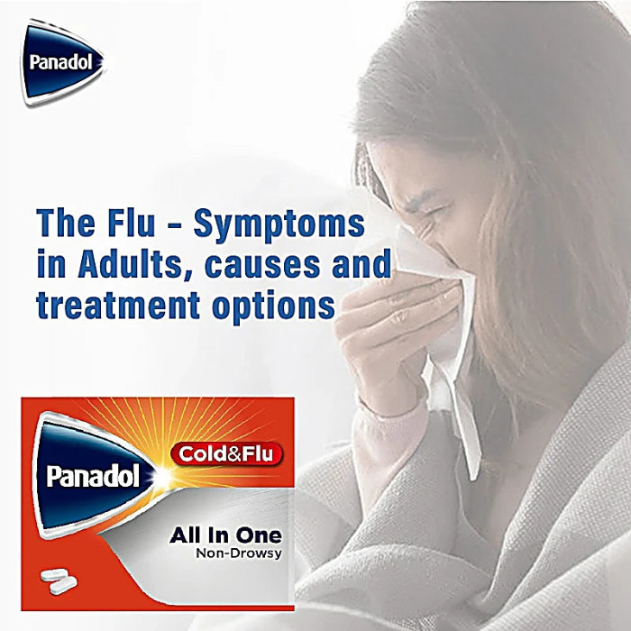Panadol Cold & Flu All In One- For cold & Flu symptoms with chesty cough, 24 tablets