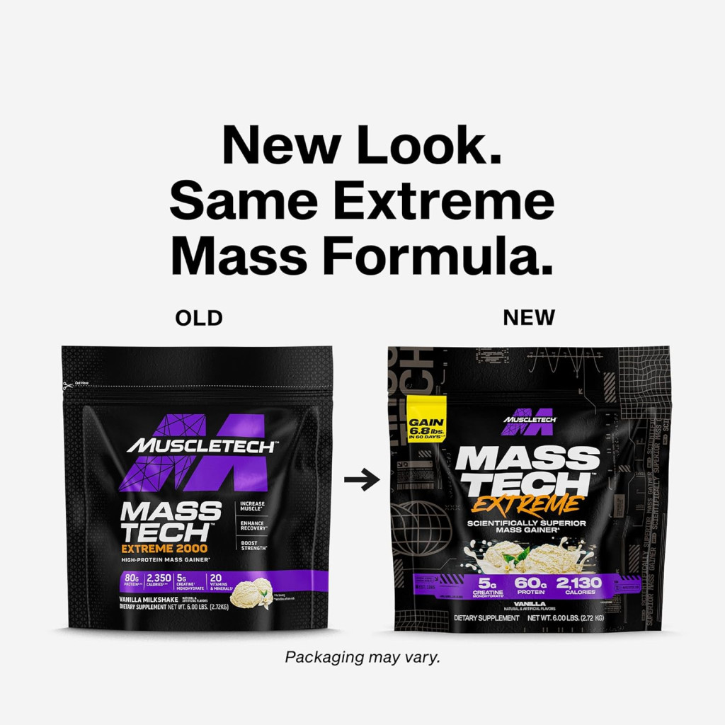 Muscle Tech Mass-Tech Extreme High Calorie Mass Gainer Vanilla Milkshake, 6lb