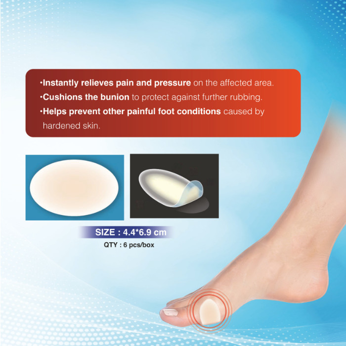 First Aid Hydrocure Hydrocolloid Bunion Plasters for Pressure and Friction Relief, 6 Pieces