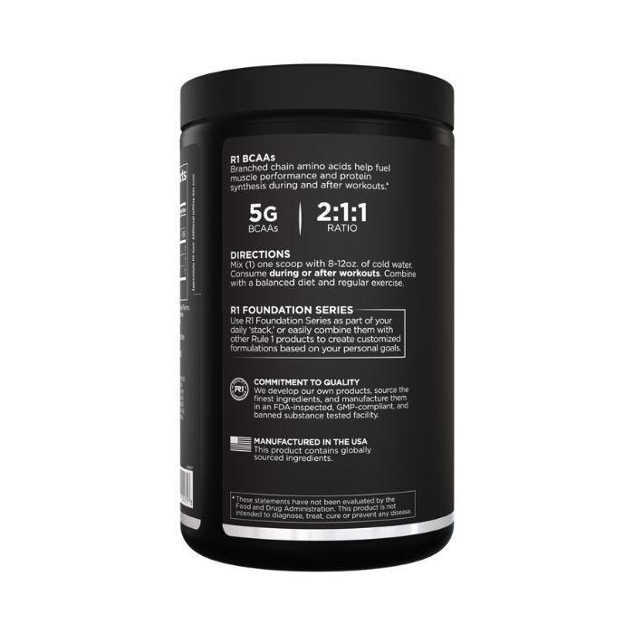 Rule 1 BCAAs Orange Amino Acid Powder 60 Servings, 5g Micronized 2:1:1 Formula, 444g