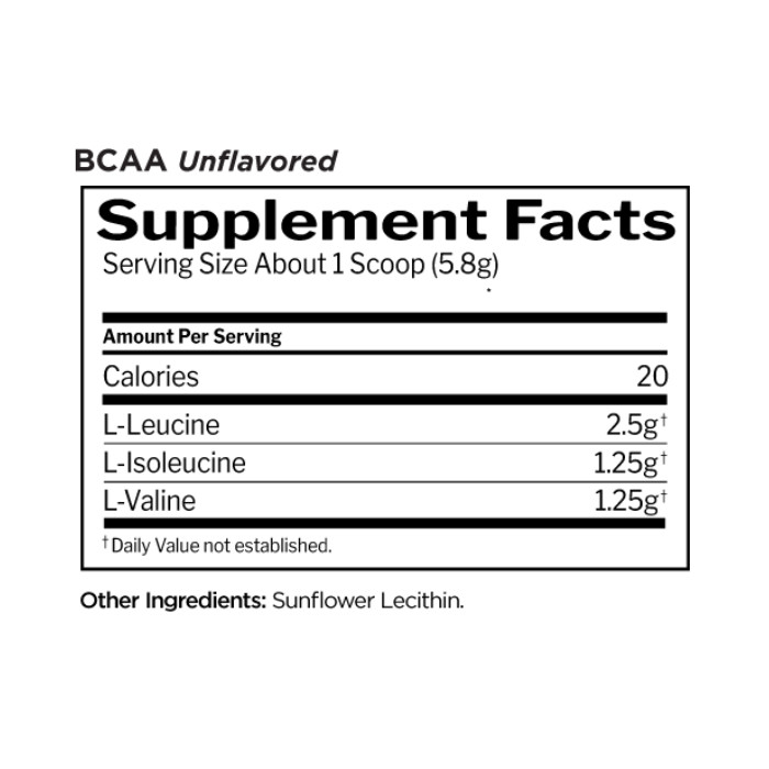 Rule 1 BCAAs Branched Chain Amino Acid Powder Unflavored, 5g BCAAs, 60 Servings, 318g