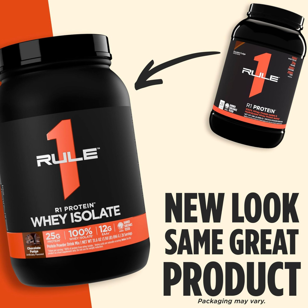 Rule 1 Whey Isolate Strawberry Cream, 38 Servings, 25g Protein with Fast-Absorbing, 1.98lb