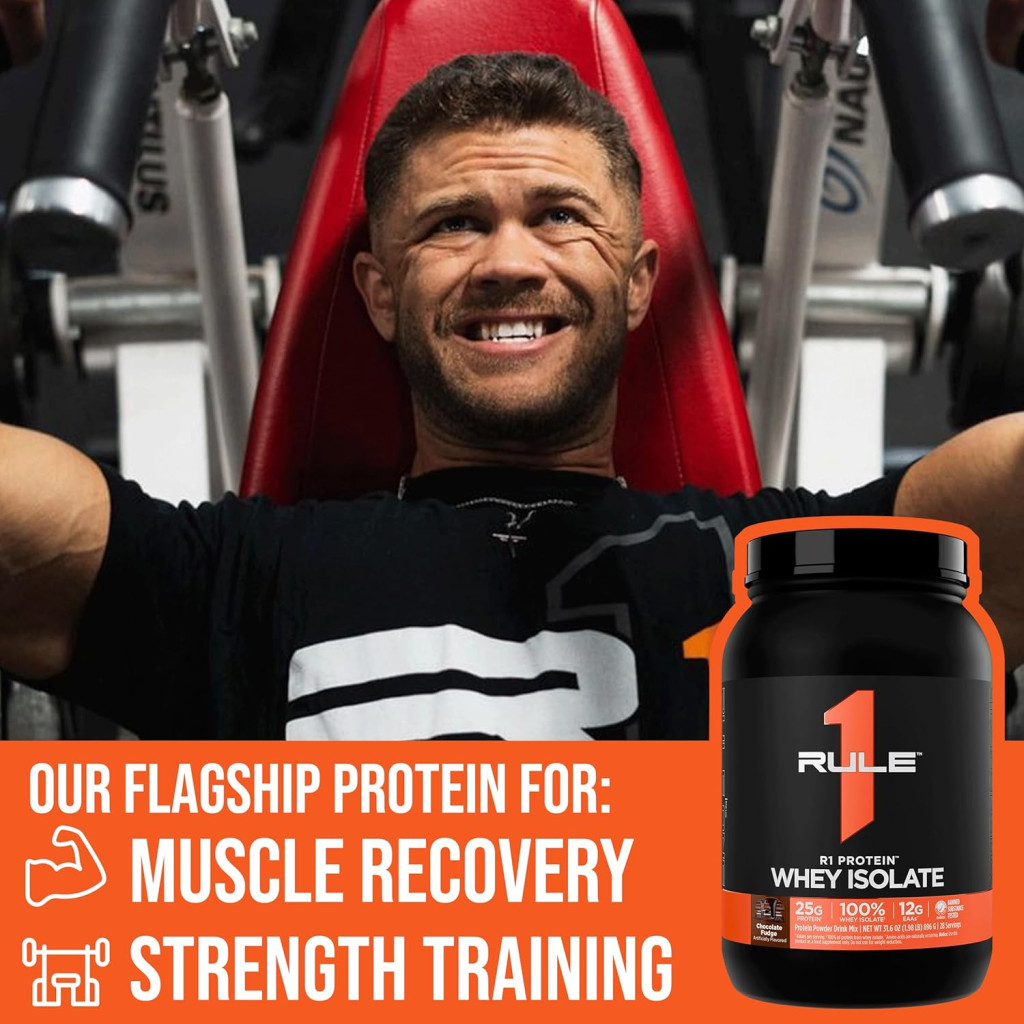 Rule 1 Whey Isolate Strawberry Cream, 38 Servings, 25g Protein with Fast-Absorbing, 1.98lb