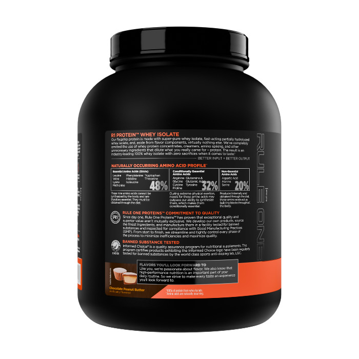 Rule 1 Whey Isolate Chocolate Peanut Butter, 25g Protein, 70 Servings, 5.02lb