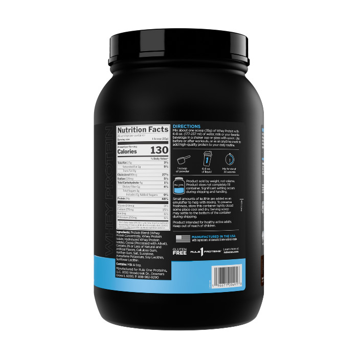Rule 1 Whey Blend Chocolate Fudge Powder, 24g Protein & 5g BCAAs, 26 Servings, 2.01lb