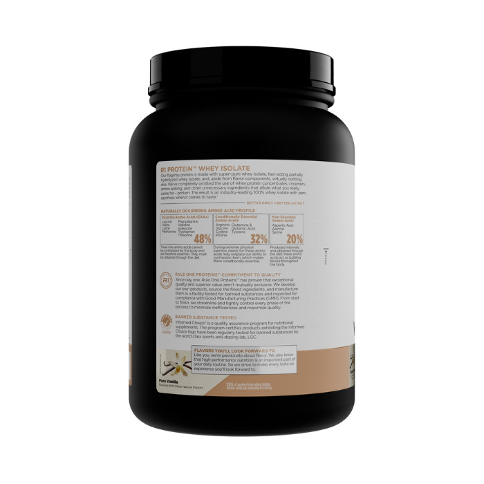 Rule 1 Naturally Flavored Whey Isolate Protein, Pure Vanilla Creme, 1.68lb