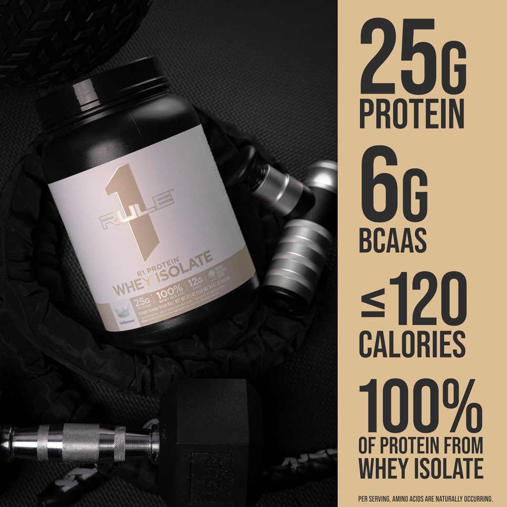 Rule 1 Naturally Flavored Whey Isolate Protein, Pure Vanilla Creme, 1.68lb
