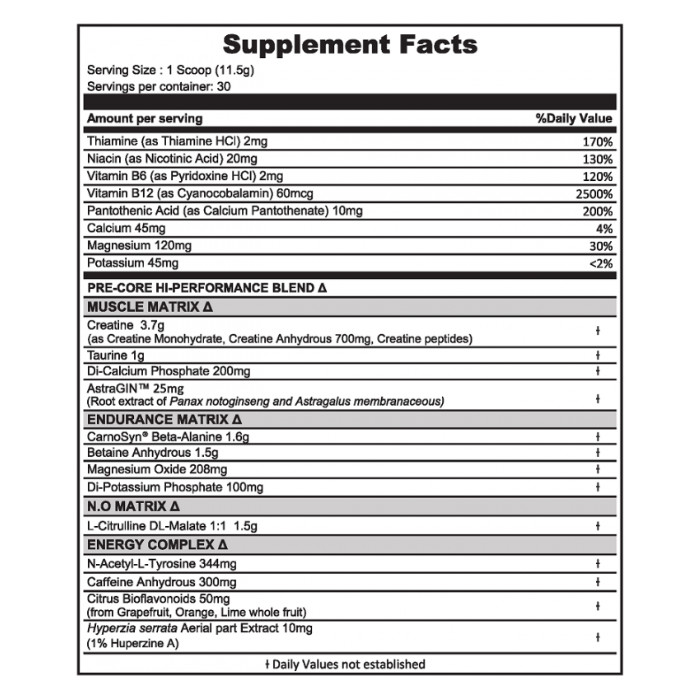 Muscle Core Nutrition N.O. Pre Core 30 Servings Fruit Punch