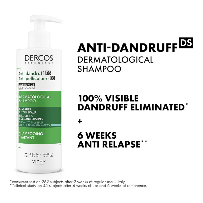 Vichy Dercos Antidandruff Normal - Oily Shampoo 400ml For The Price Of 200ml