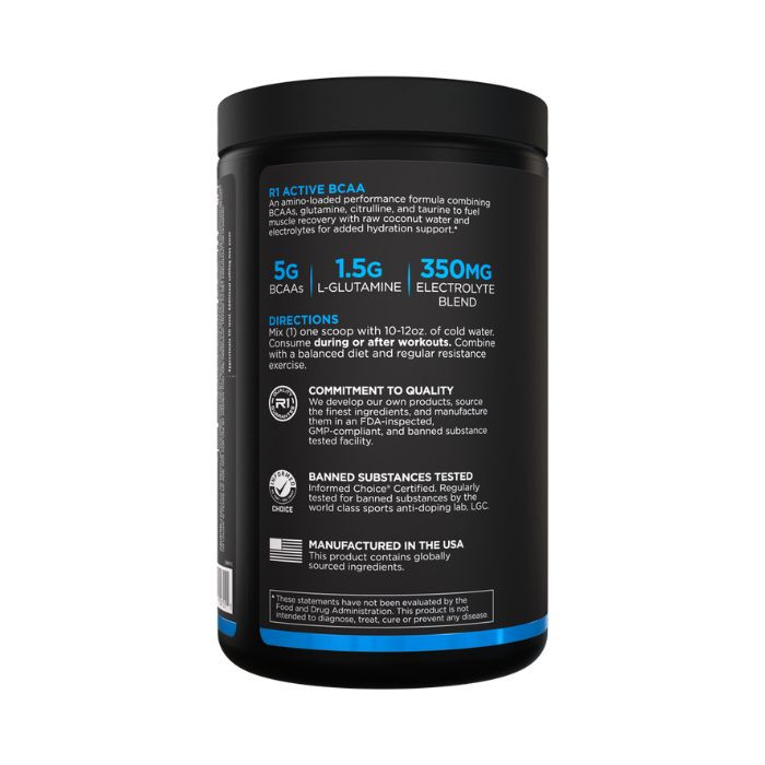 Rule 1 Active BCAA Blue Raspberry Amino Acid & Electrolyte Hydration Powder 30 Servings, 390g