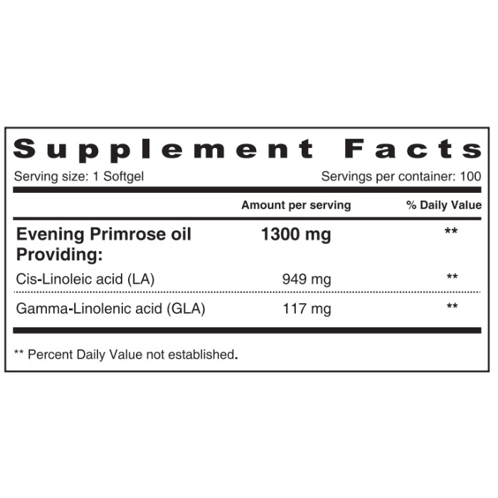 Sunshine Nutrition Evening Primrose Oil 1300mg 100 Softgels
