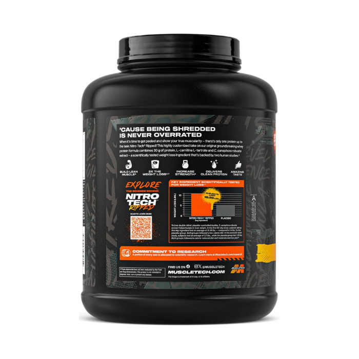 Muscle Tech Nitro Tech Ripped Whey Powder Vanilla with L-Carnitine, CLA & Green Coffee Extract, 4lb