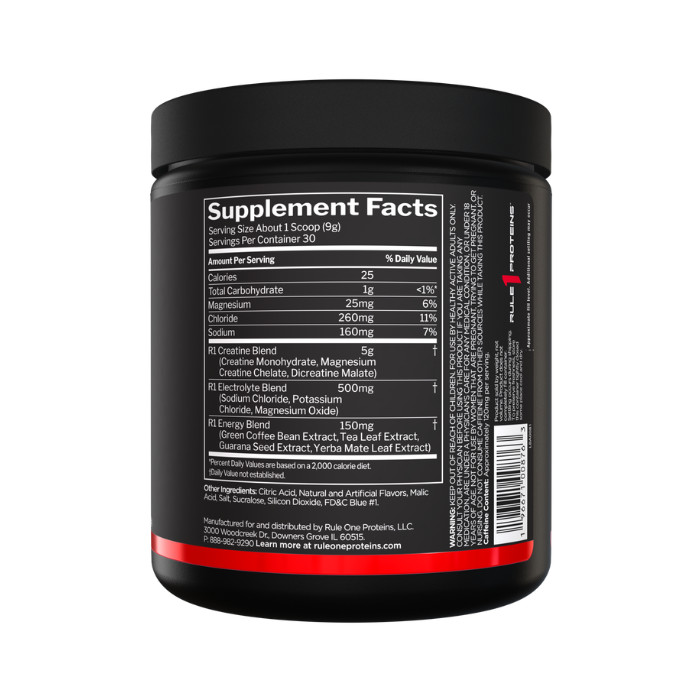 Rule 1 Charged Creatine Blue Razz Lemonade, 30 Servings