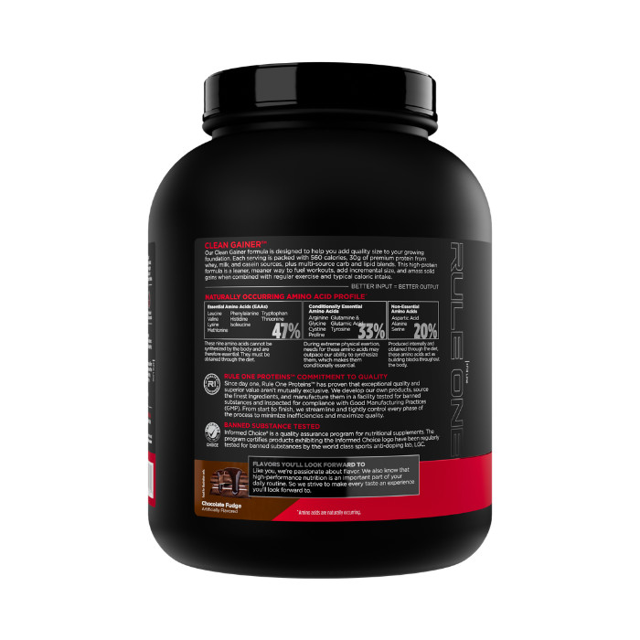 Rule 1 Clean Gainer 15 Servings Chocolate Fudge 4.93lb