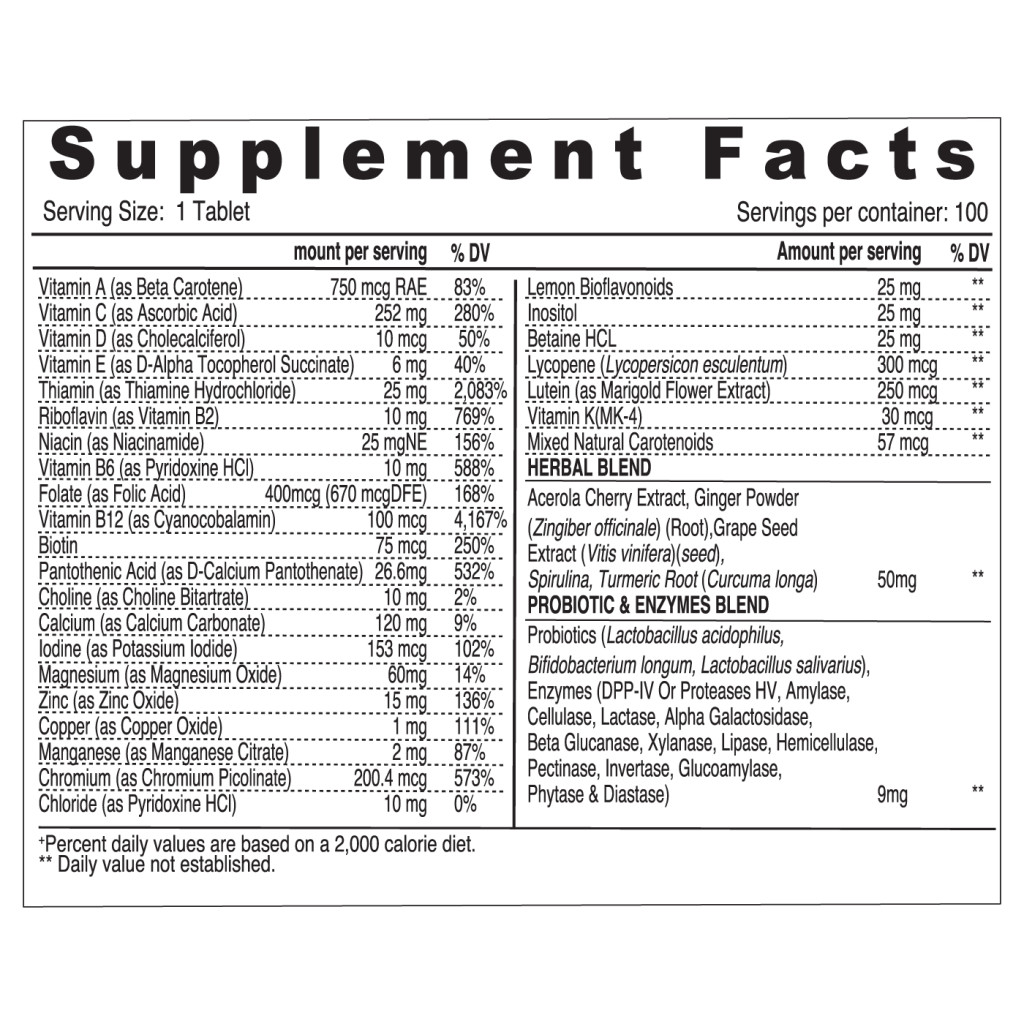 Sunshine Nutrition Once Daily Multivitamin Men & Women 50+  100 Tablets