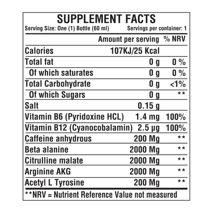 Muscle Core Pre Workout Shots Mixed Berry 60ml 12s
