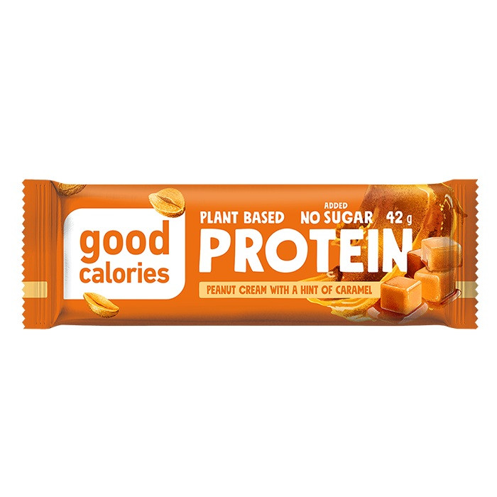 Good Calories Protein Bar Peanut Caramel 42g, High Protein, No Added Sugar Snack, Pack of 20 pcs