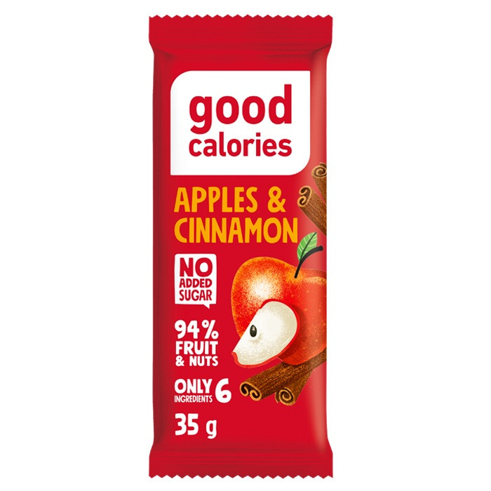 Good Calories Date Bar Apples & Cinnamon 35g,With 94% Fruits & Nuts, Rich In Fiber, No Sugar, Vegan - Pack of 20 pcs