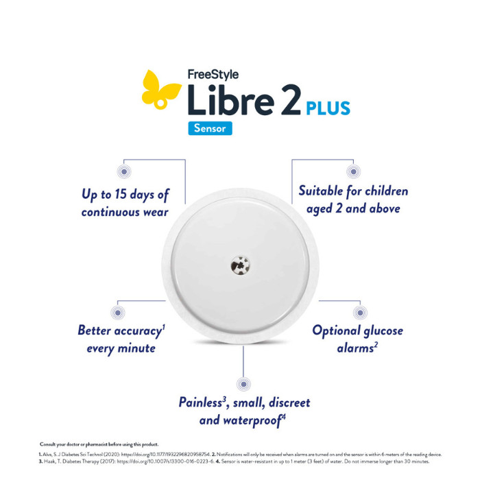 Freestyle Libre 2 Plus Sensor, Continuous Glucose Monitoring – 1 Pack