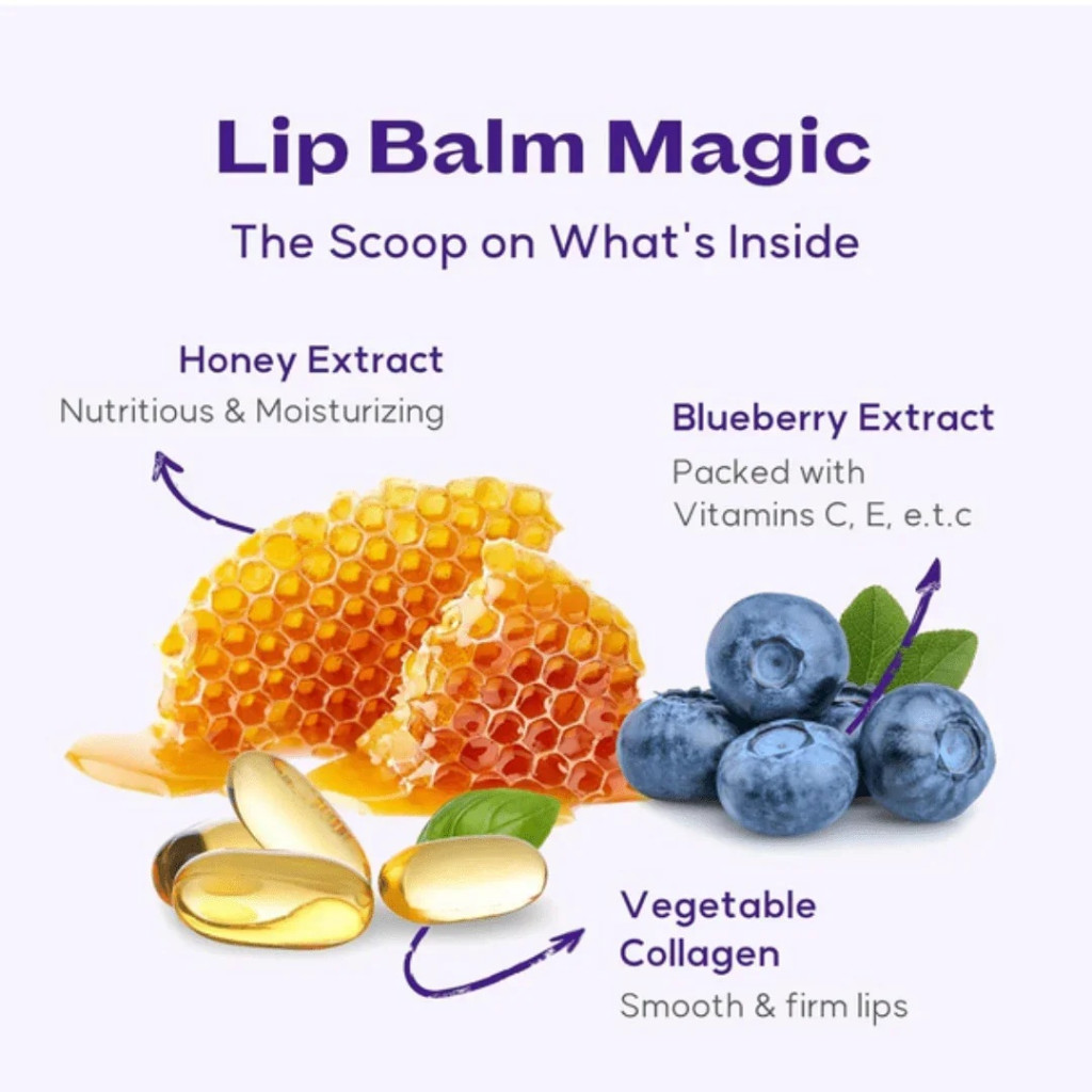Frudia Blueberry Hydrating Honey Tube Lip Balm, Moisturizing, Exfoliating Care for Dry and Chapped Lips, 10ml
