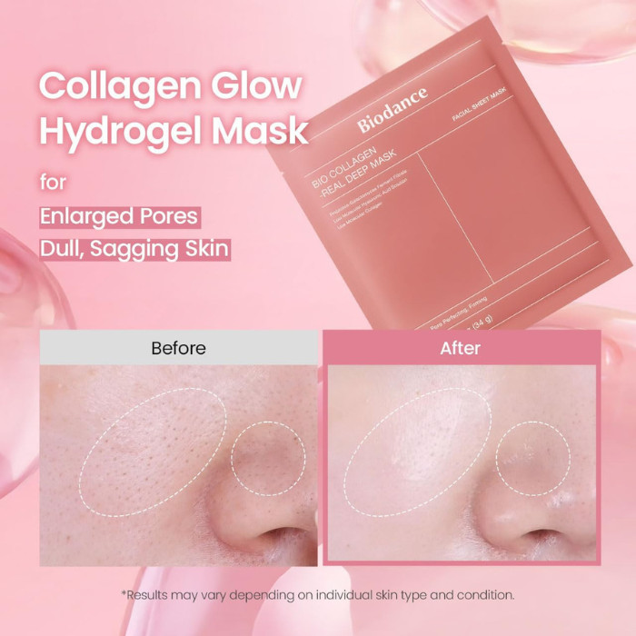Biodance Bio Collagen Real Deep Hydrogel Sheet Mask, Pore Refining and Elasticity Boost, 34g