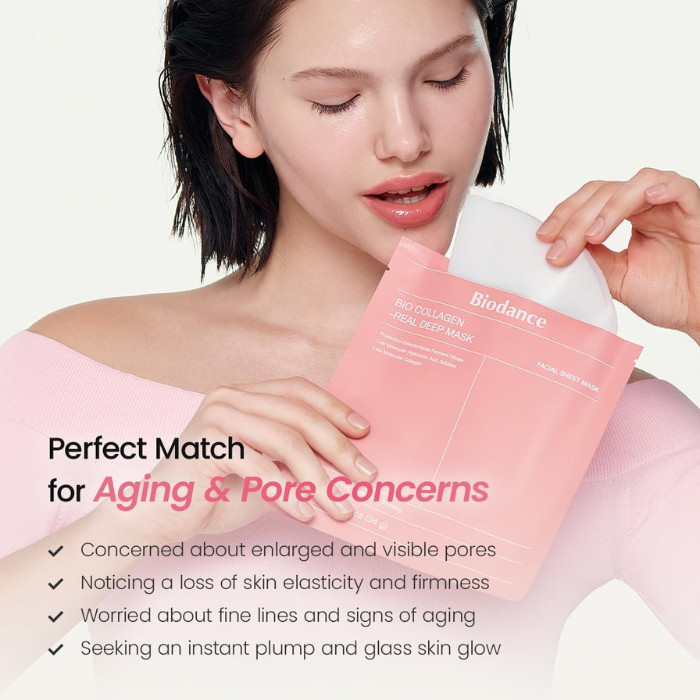 Biodance Bio Collagen Real Deep Hydrogel Sheet Mask, Pore Refining and Elasticity Boost, 34g