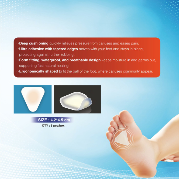 First Aid Hydrocure Hydrocolloid Callus Plasters for Pressure Relief and Skin Softening, 6 Pieces