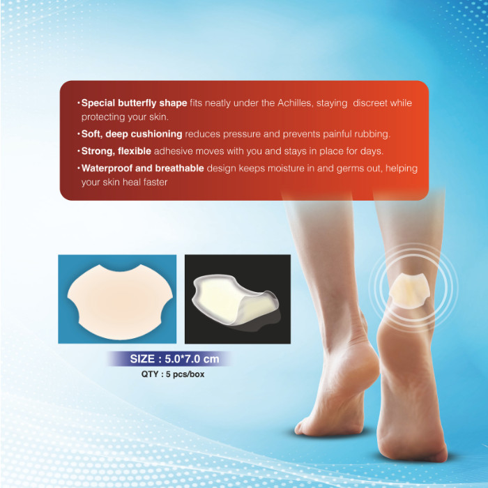 First Aid Hydrocure High Heel Hydrocolloid Blister Plasters for Heel Protection, 5 Pieces