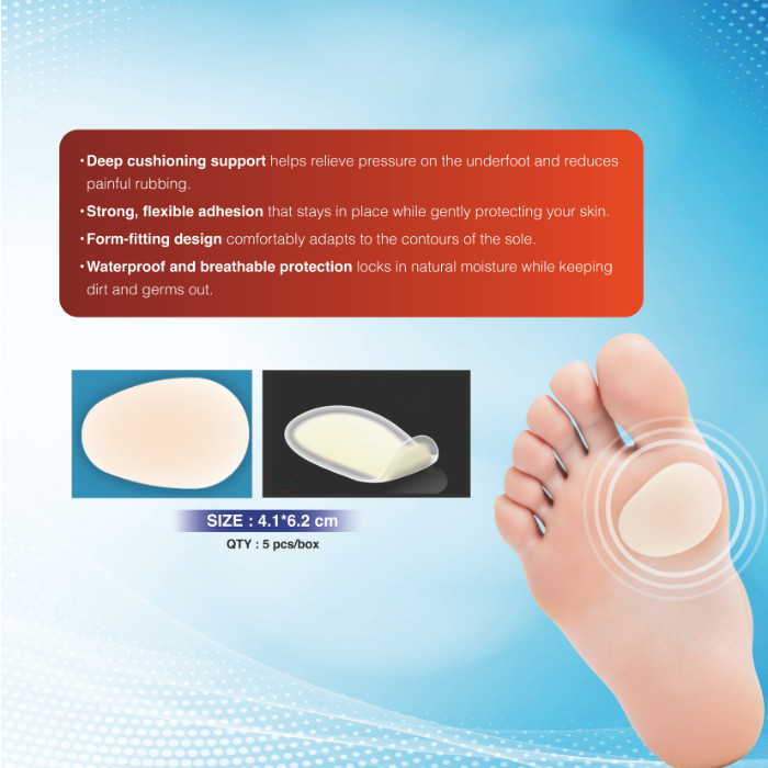 First Aid Hydrocure Sports Underfoot Hydrocolloid Blister Plasters for Sole Protection, 5 Pieces