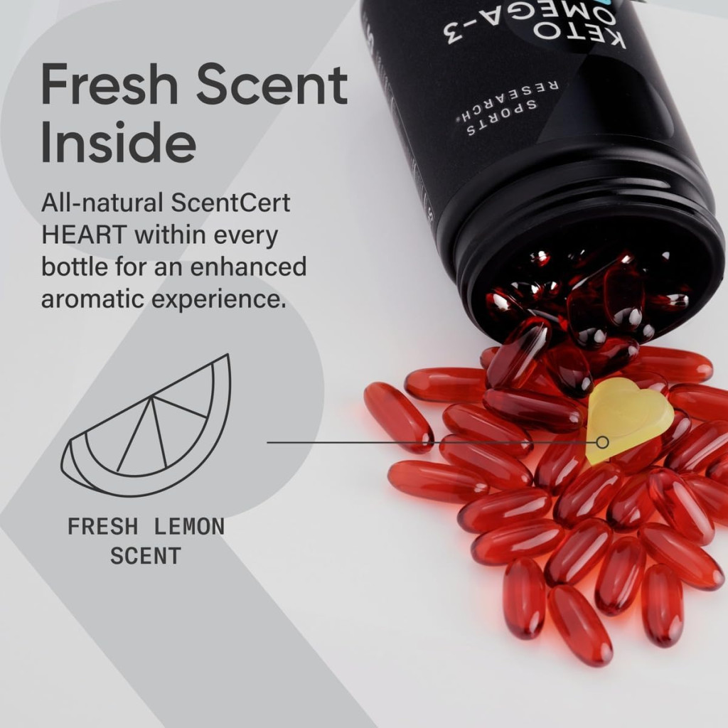 Sports Research Keto Omega-3 1400mg with MCT Oil & Astaxanthin Full Spectrum, 120 Softgels