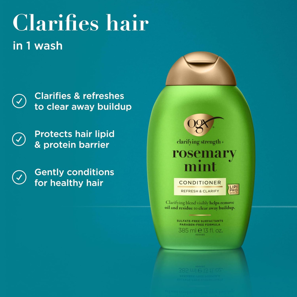 OGX Refreshing Scalp + Rosemary Mint Clarifying Conditioner with Lipi Pro Shield Technology, 385ml