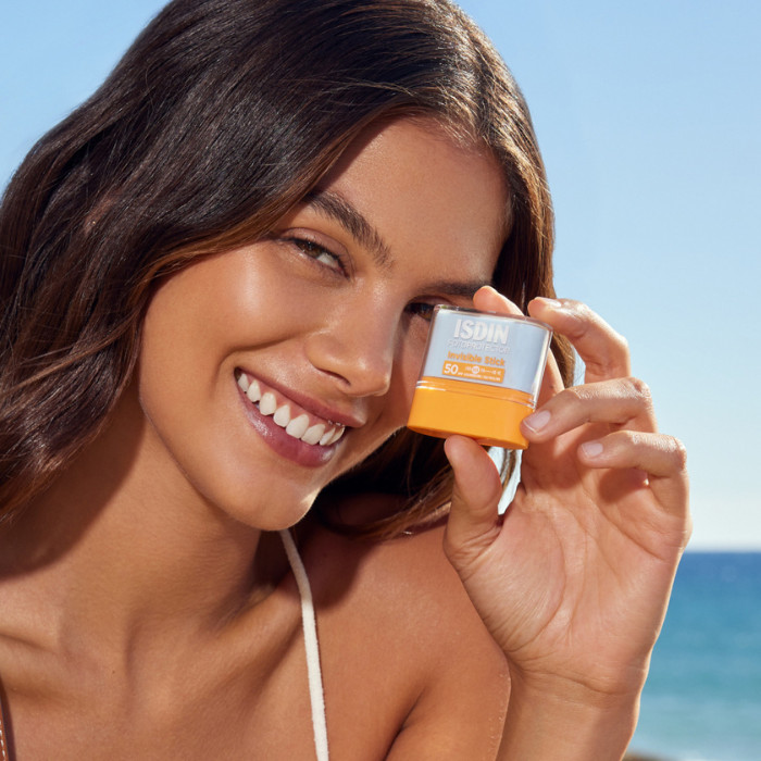 Isdin Fotoprotector Invisible Stick (SPF50) Transparent Sun Protection for Targeted Areas, 10g