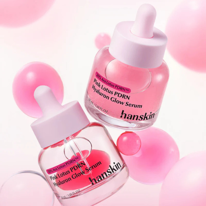 Hanskin Pink Lotus PDRN Hyaluron Glow Serum – Hydrating & Elasticity Boosting Korean Skincare 30ml