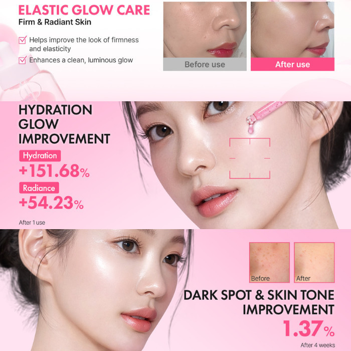 Hanskin Pink Lotus PDRN Hyaluron Glow Serum – Hydrating & Elasticity Boosting Korean Skincare 30ml