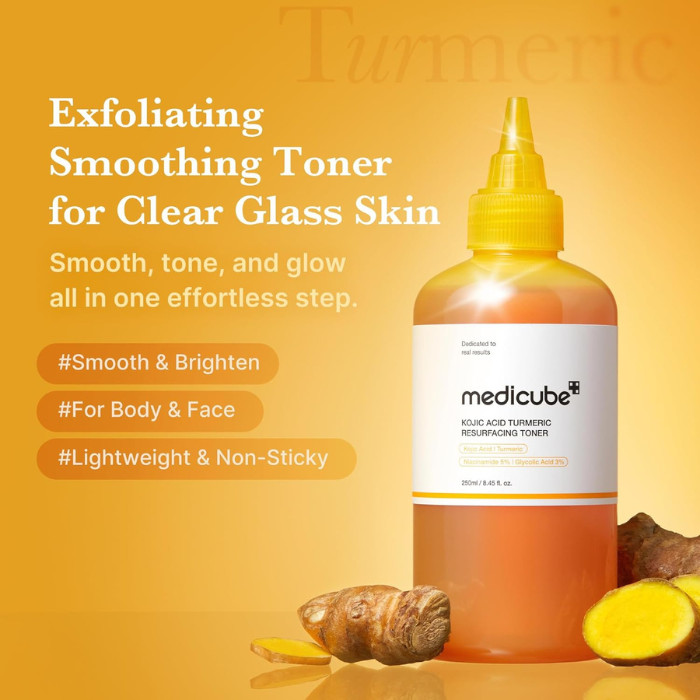 Medicube Kojic Acid & Turmeric Resurfacing Toner with Niacinamide & Glycolic Acid, 250ml