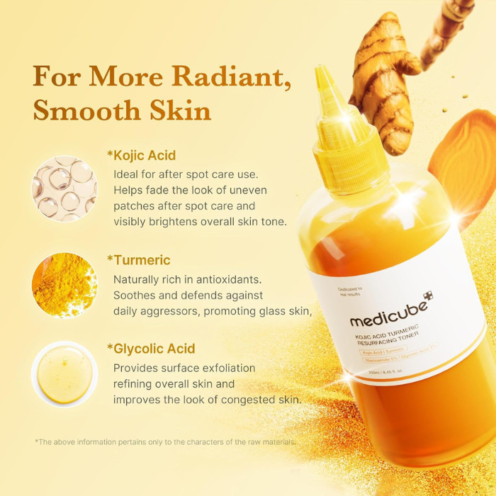 Medicube Kojic Acid & Turmeric Resurfacing Toner with Niacinamide & Glycolic Acid, 250ml