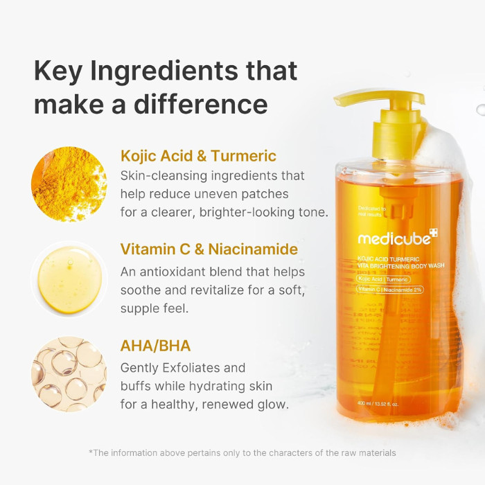 Medicube Kojic Acid Turmeric Vita Body Wash with Niacinamide & AHA/BHA/PHA, 400ml