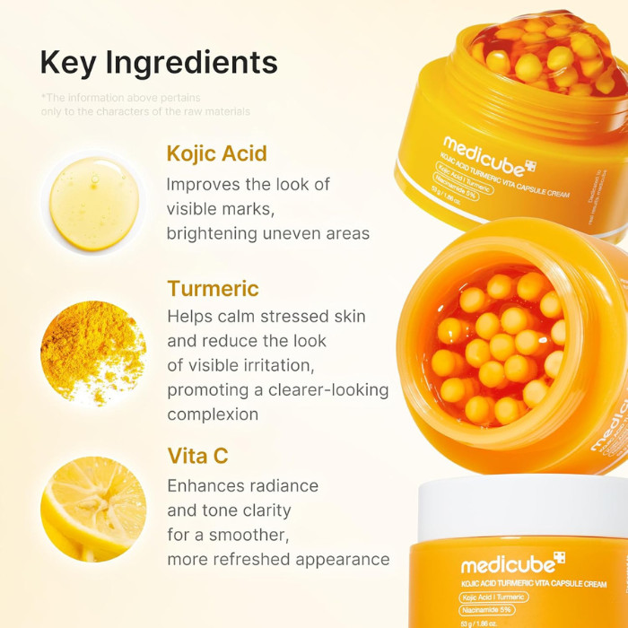 Medicube Kojic Acid Turmeric Vita Capsule Cream with Vitamin C for Tone Brightening & Radiance Care, 53g