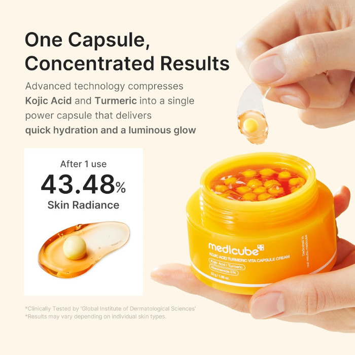 Medicube Kojic Acid Turmeric Vita Capsule Cream with Vitamin C for Tone Brightening & Radiance Care, 53g