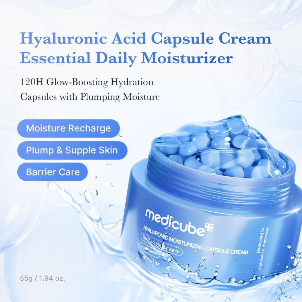 Medicube Hyaluronic Moisturizing Capsule Cream with Ceramides & Panthenol for Long-Lasting Hydration, 55g
