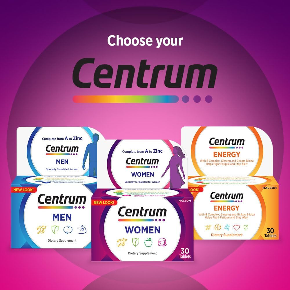 Centrum Women Multivitamin & Mineral Tablets for Energy, Immunity and Bone Health, 30 Tablets