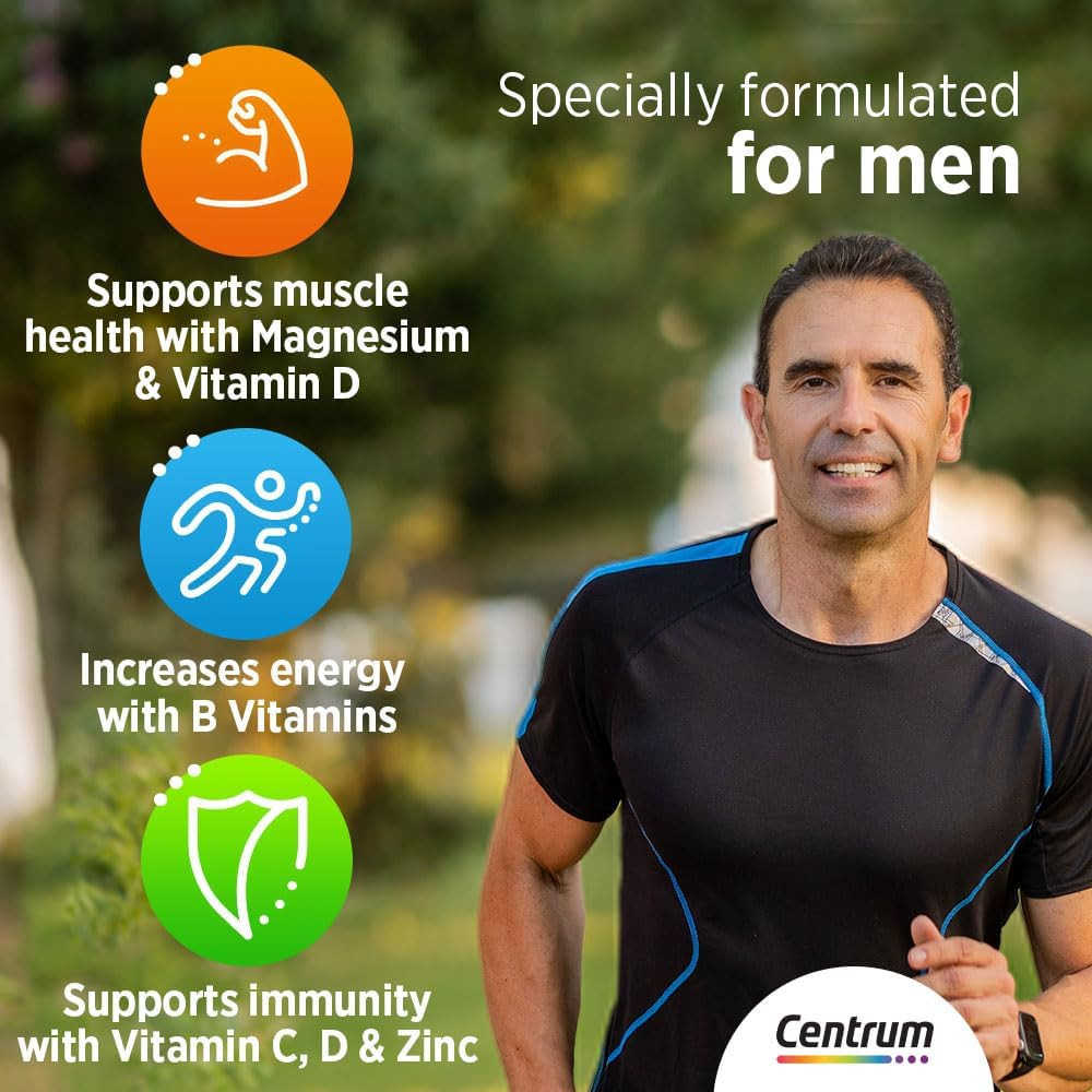 Centrum Men Multivitamin & Mineral Tablets for Energy, Immunity and Muscle Function, 30 Tablets