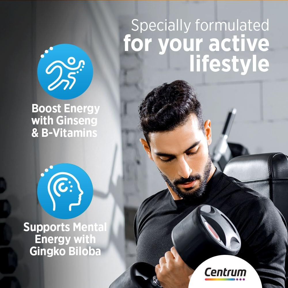 Centrum Energy Multivitamin with Ginseng & Ginkgo Biloba for Active Body and Mind, 100 Tablets