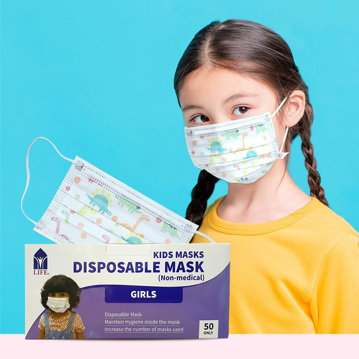 كمامة أطفال ثلاثية الطبقات للاستعمال مرة واحدة للبنات 50 قطعة